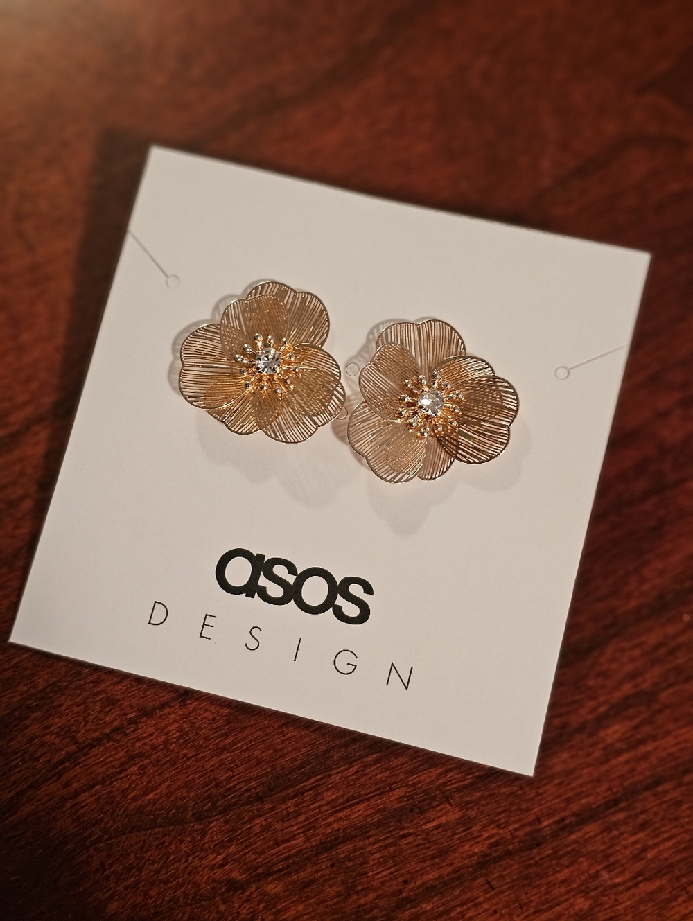 ASOS Design small stud earrings with mini wire-floral design in hold tone